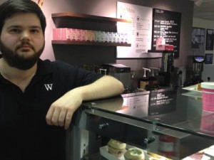 Jonathan Taylor, manager of Café W Edinburgh.  A bearded titan amongst men.